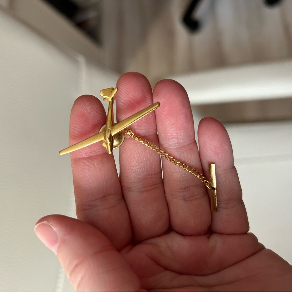 🔥$2 Gold Airplane Brooch tie clip pin